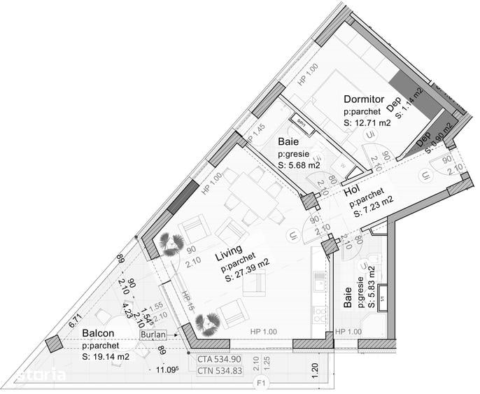 Apartament cu 2 camere în 13 Decembrie
