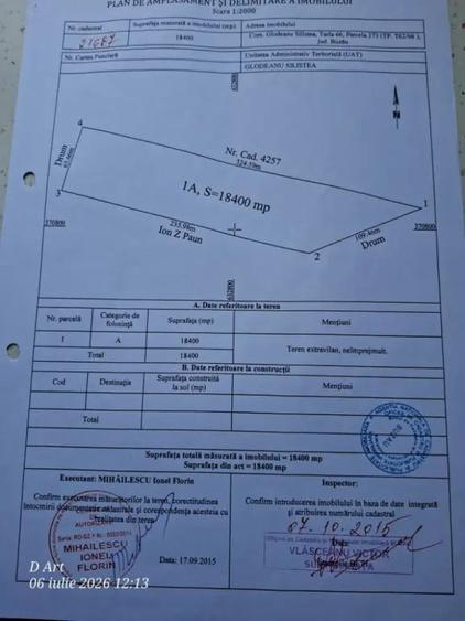 Vand teren 1,84 Ha Glodeanu Silistea cu deschidere de 67 m la E85-Dn2 - 1