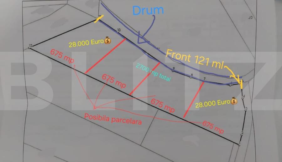 Teren Construcții intravilan de 2700 mp, în Exterior Nord