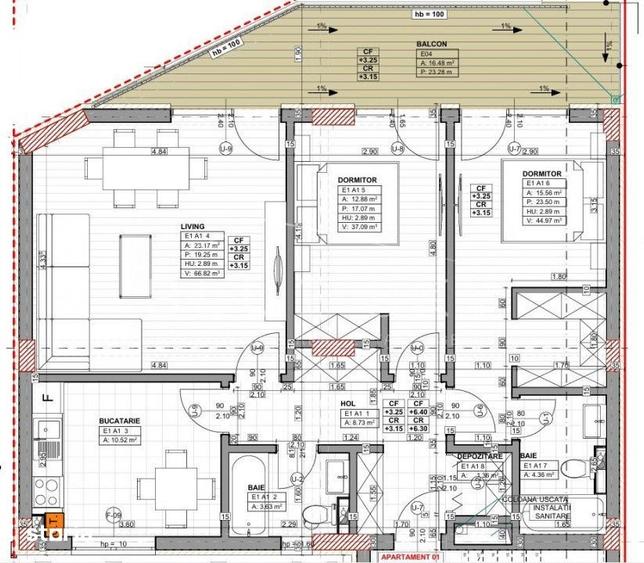 Apartament cu 3 camere în Palazu Mare