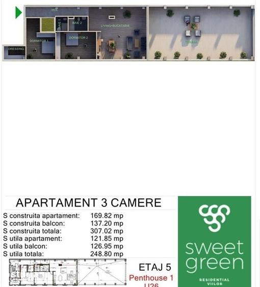 Apartament cu 3 camere decomandat în Viilor