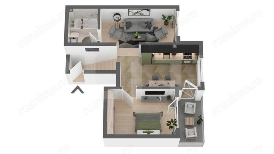 Apartament semifinisat, decomandat cu 2 camere, 44mp, in Apahida - 5