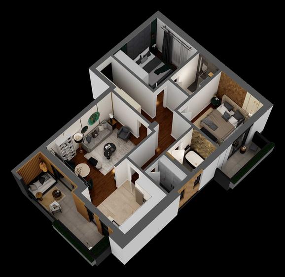 Apartament cu 3 camere decomandat în Central