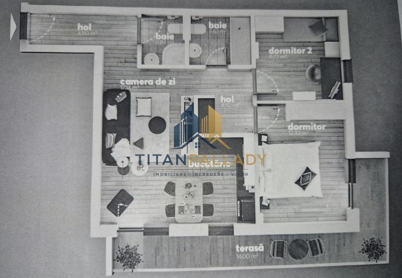 Apartament cu 3 camere în Berceni