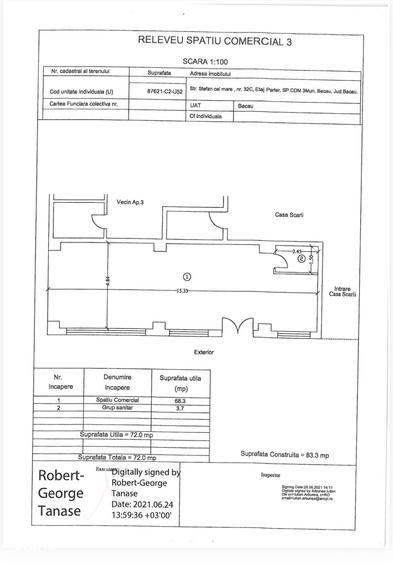 Spațiu comercial, de 72 mp, în Mioriței
