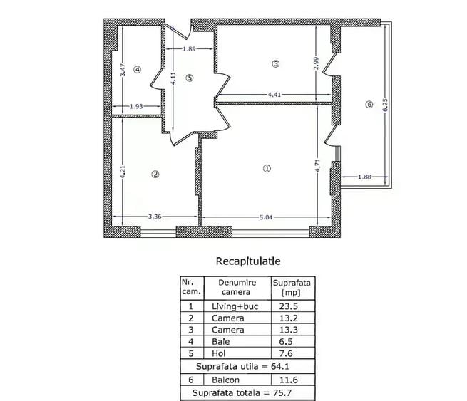 Apartament cu 3 camere decomandat în Nord