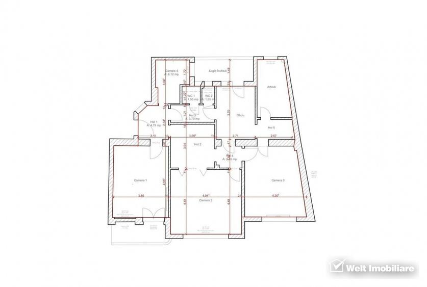 Apartament cu 4 camere decomandat în Central
