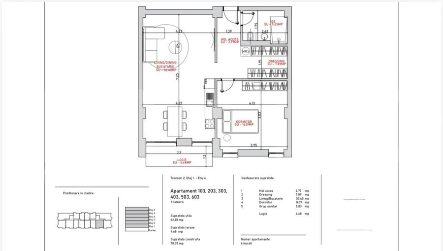 Apartament cu 2 camere decomandat, mobilat în Port