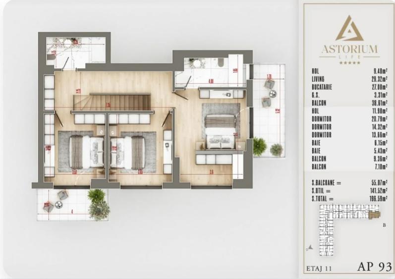 PENTHOUSE PESTE 141MP. UTILI IN PROIECTUL ASTORIUM LIFE! - 2