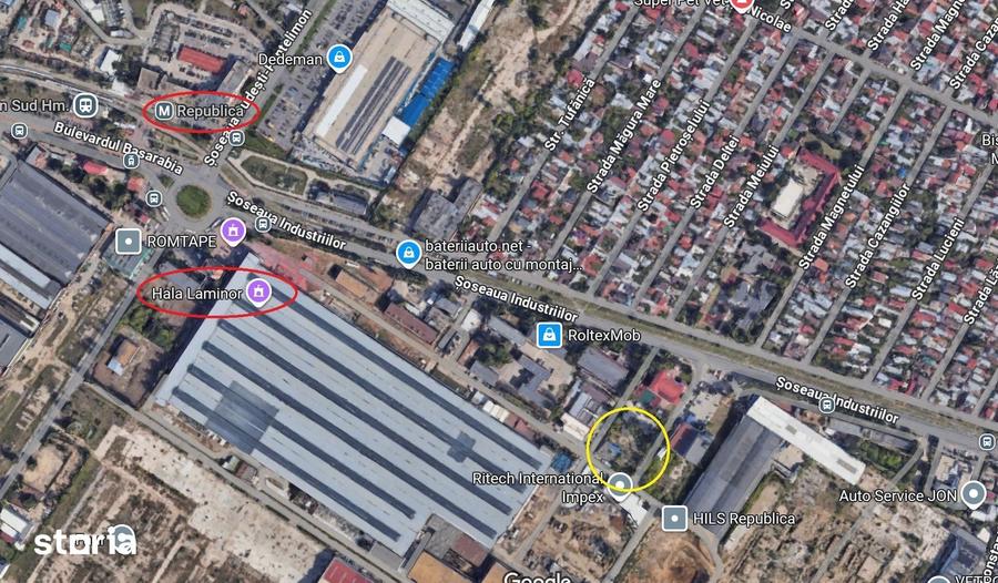 Teren de 2000 mp, în Industriilor