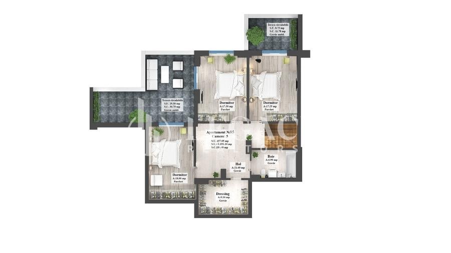 Penthouse cu 5 camere decomandat în Copou