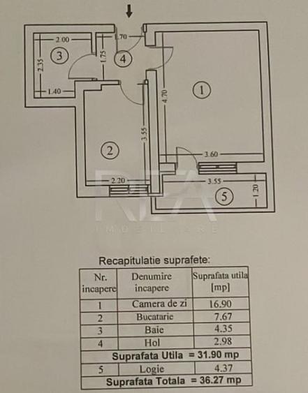 Garsonieră decomandată, mobilată în Lujerului