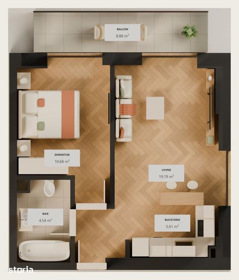 Apartament cu 2 camere în Central