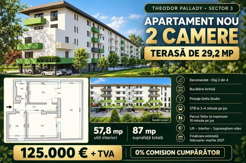 Apartament 2 Camere Decomandat Theodor Pallady Terasa 29 MP STB 5 Min - 1