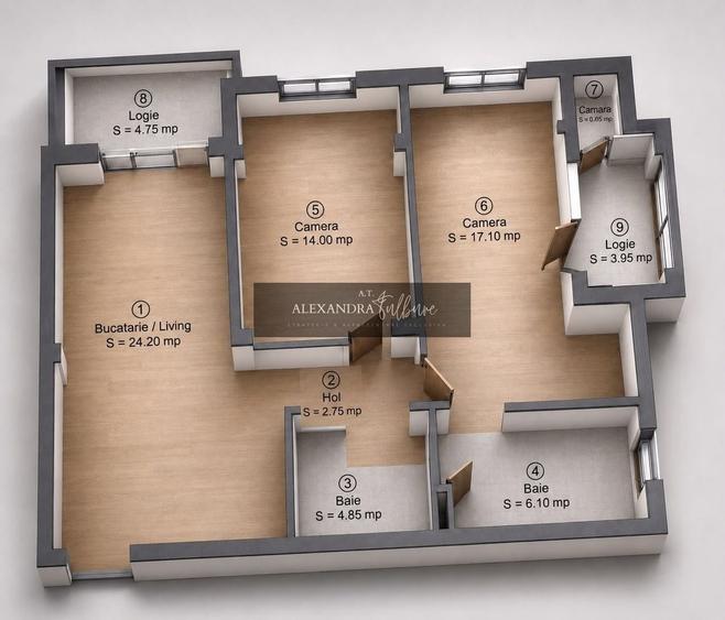 Apartament cu 3 camere semidecomandat în Florești