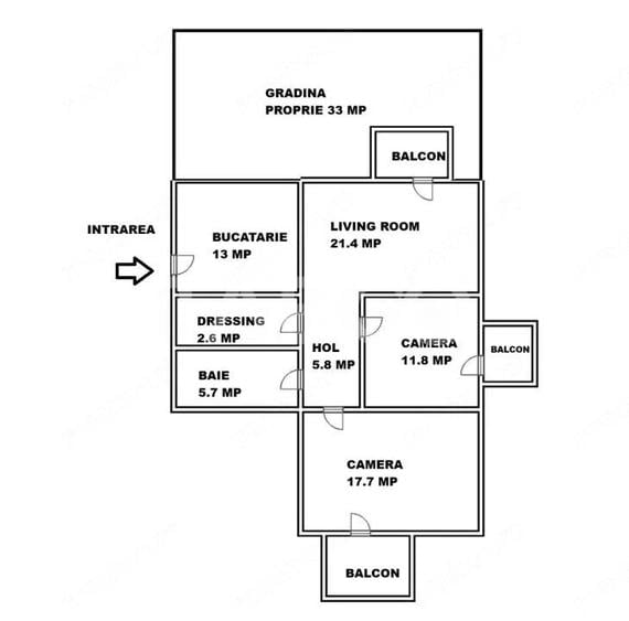 Apartament cu 3 camere decomandat în Central
