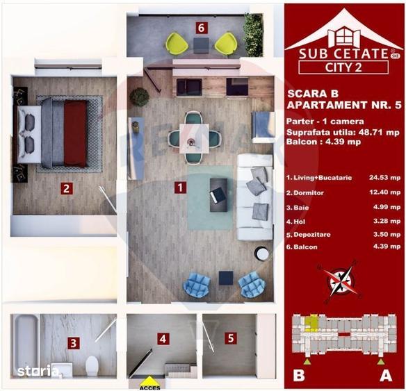 Apartament cu 2 camere în Sânpetru