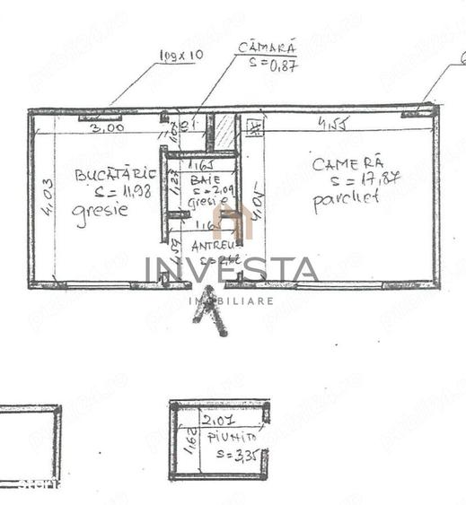 Apartament cu 2 camere semidecomandat în Mărăști