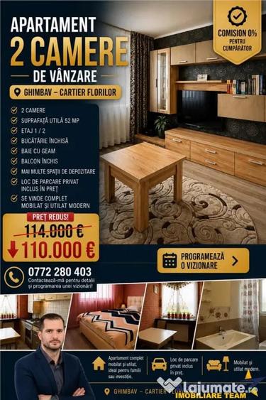 Apartament cu 2 camere decomandat în Central