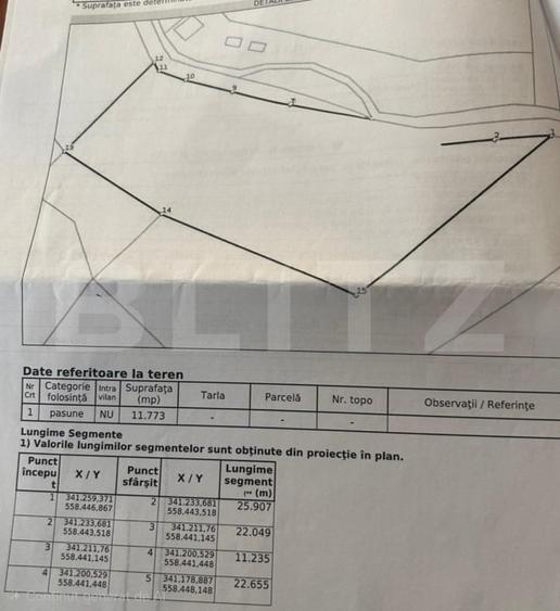 Teren Construcții extravilan de 12370 mp, în Horea