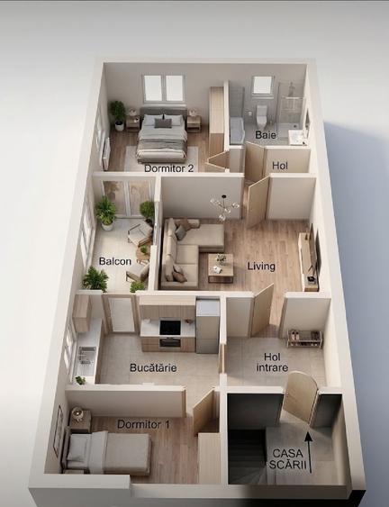 Apartament cu 3 camere decomandat în Central