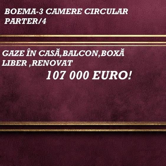 Apartament cu 3 camere circular în Tomis Nord