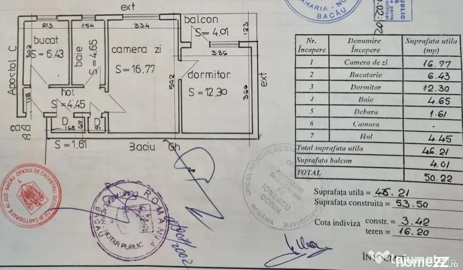 Apartament cu 2 camere nedecomandat în Ultracentral