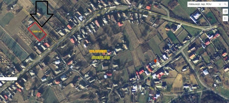 Teren de 1600 mp, în Hălăucești