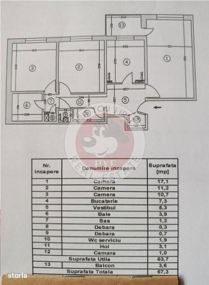 Apartament cu 3 camere decomandat în Rahova