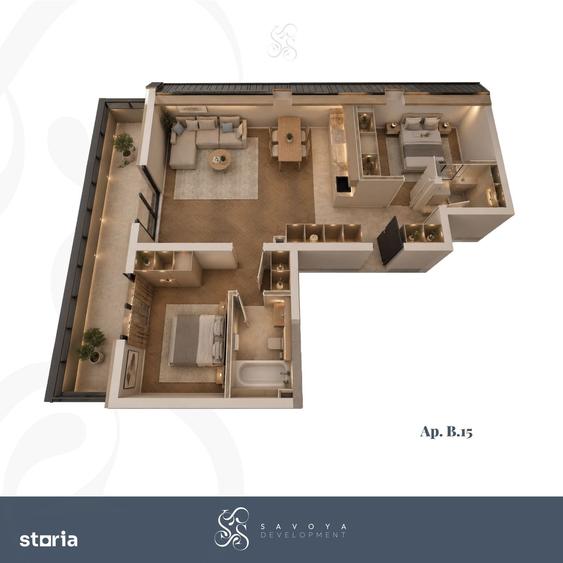 Apartament cu 3 camere în Șagului