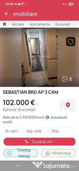 Apartament cu 3 camere decomandat în Rahova