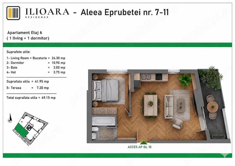 Apartament cu 2 camere decomandat în Nicolae Grigorescu