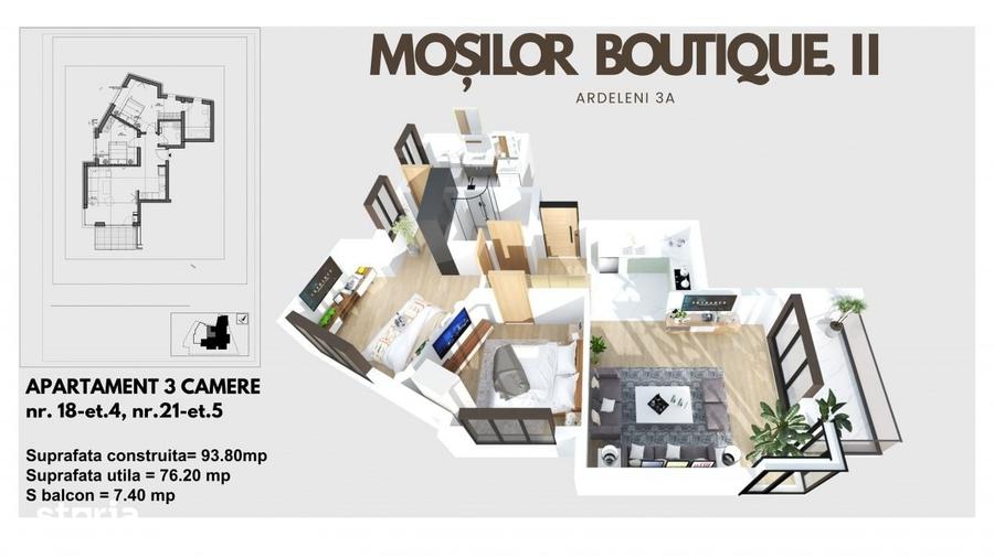 Apartament cu 3 camere decomandat în Ștefan cel Mare