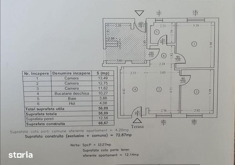 Apartament cu 3 camere în Central
