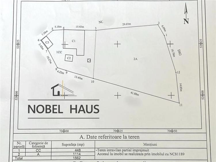 Teren Construcții intravilan de 1562 mp, în Central