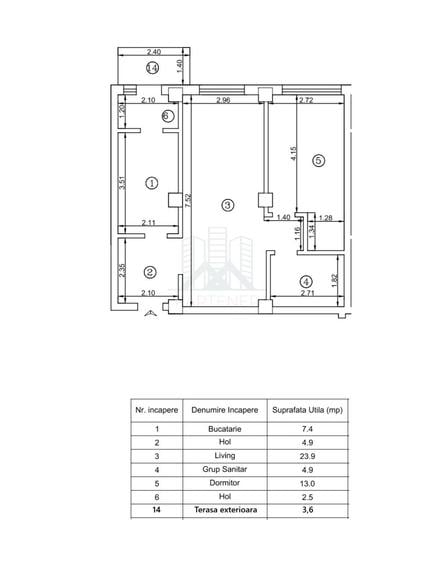 Apartament cu 2 camere în Valea Lupului