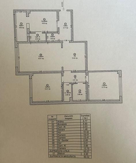 Apartament cu 3 camere decomandat, mobilat în Ultracentral