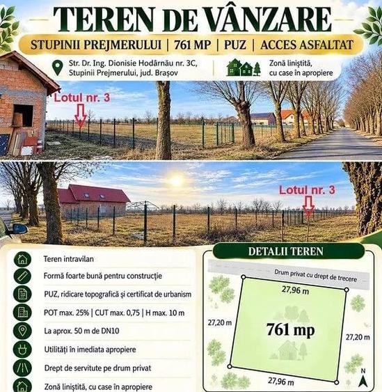 Teren Stupinii Prejmerului 761 mp - 2