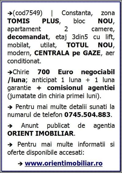Tomis Plus, decomandat, 2 camere, mobilat, gaze, inchirieri Constanta - 6