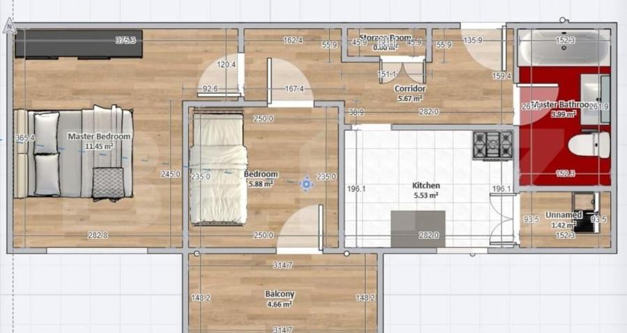 Apartament 2 camere, 38 mp, decomandat, oras Beclean, zona c - 3