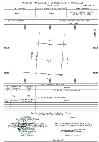 Tunari zona Castanului | teren 750 mp deschidere 25 ml Ideal duplex - 3