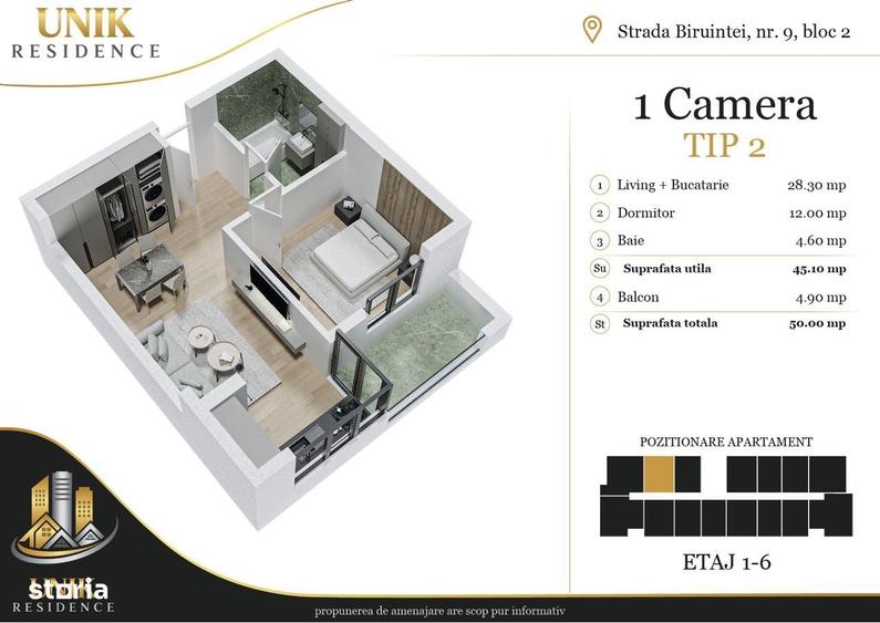 Apartament cu 2 camere în Central