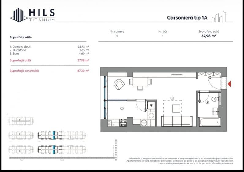 Garsoniera  / Hils Titanium Faza 2 / 10 minute Metrou / Comision 0% - 6