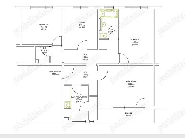 4 cam dec 2 bai centrala proprie etaj intermediar zona Dacia - 5