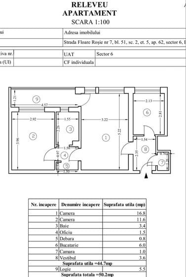 Apartament cu 2 camere semidecomandat în Gorjului