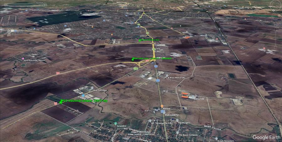 Exterior Nord - Sanandrei - PUZ Industrial - utilitati complete - Comision 0% - 1