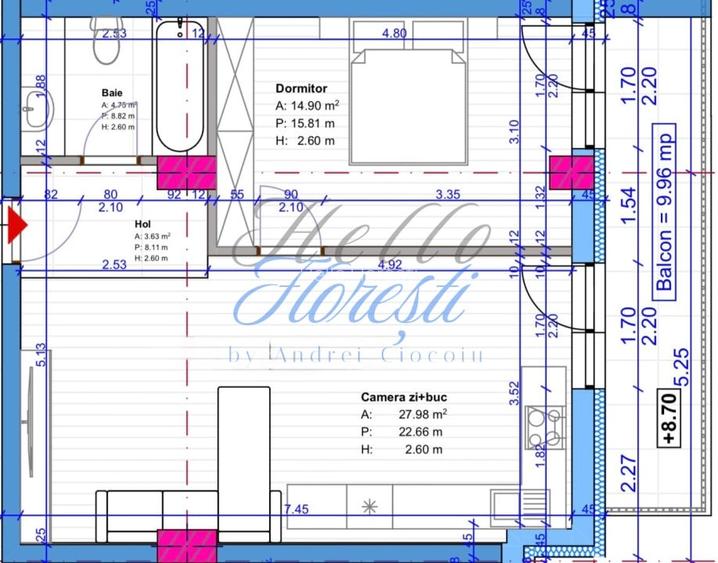 Apartament cu 2 camere, terasa in Floresti zona Terra Apartament cu 2 camere, terasa in Floresti zona Terra