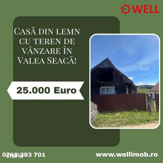 Casa din lemn cu teren de vanzare in Valea Seaca! - 1