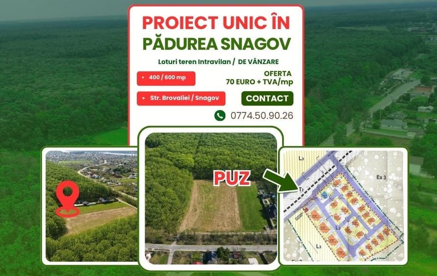 EXCLUSIVITATE-PROIECT UNIC IN PADUREA SNAGOV! Loturi de teren , PUZ rezidential - 1