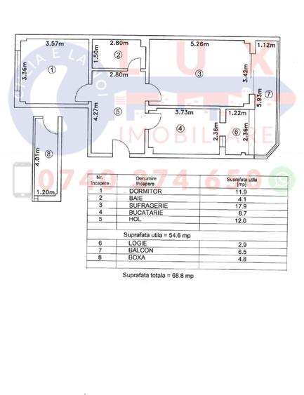ID 2973 EXCLUSIVITATE - Apartament 2 camere - Strada VICTORIEI - 10